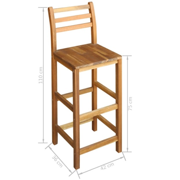Bar Table And Chair Set 3 Pieces Solid Acacia Wood Image 6