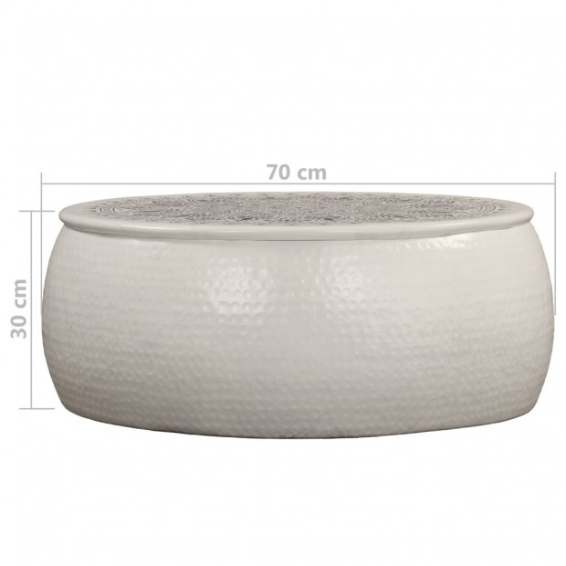 Coffee Table Hammered Aluminium 70x30 Cm White Image 6