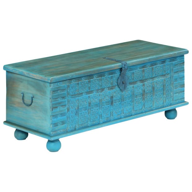 Storage Chest Solid Mango Wood Blue 100x40x41 Cm Image 11