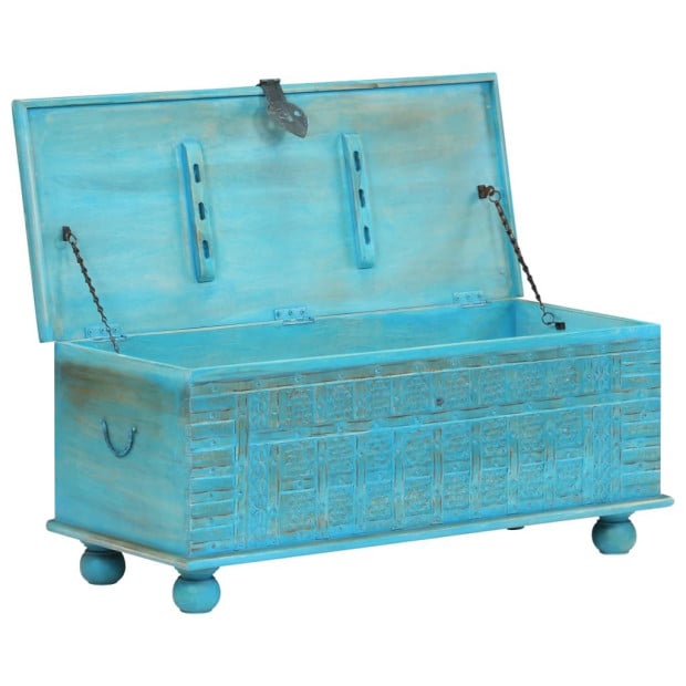 Storage Chest Solid Mango Wood Blue 100x40x41 Cm Image 4