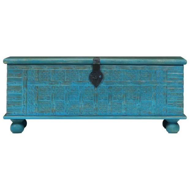 Storage Chest Solid Mango Wood Blue 100x40x41 Cm Image 6