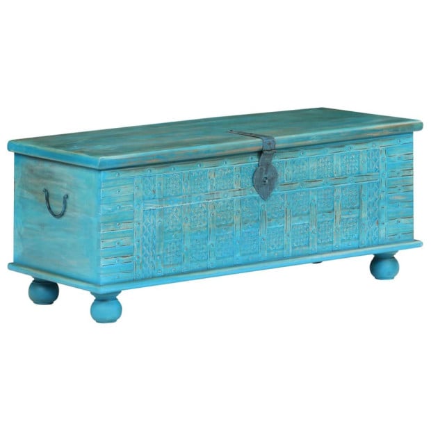 Storage Chest Solid Mango Wood Blue 100x40x41 Cm Image 8