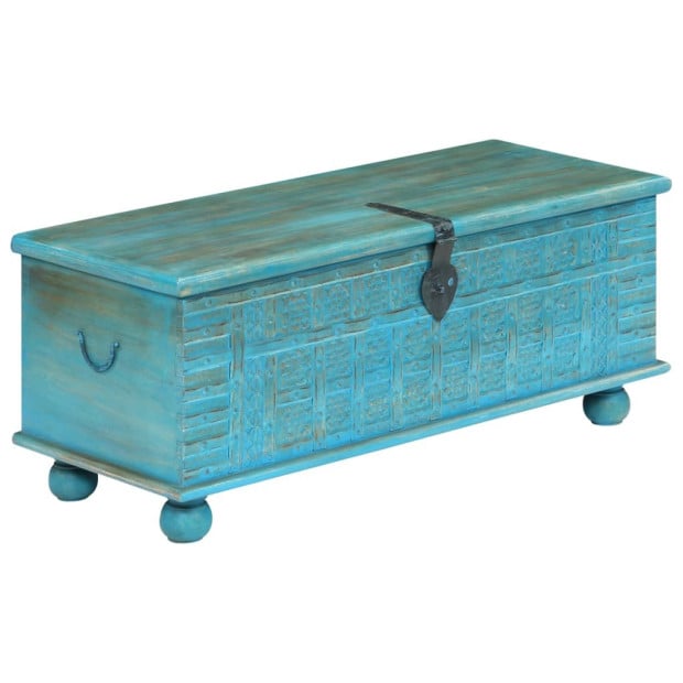 Storage Chest Solid Mango Wood Blue 100x40x41 Cm Image 10