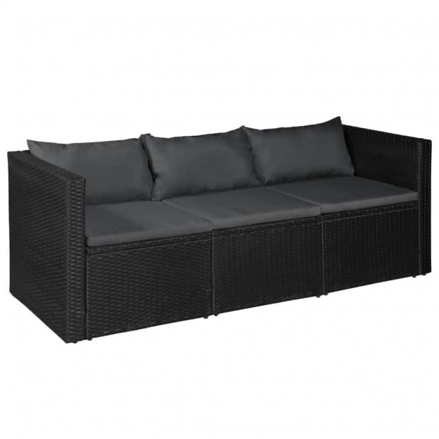 4 Piece Garden Lounge Set Poly Rattan Black And Grey Image 3