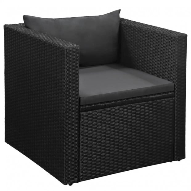 4 Piece Garden Lounge Set Poly Rattan Black And Grey Image 4