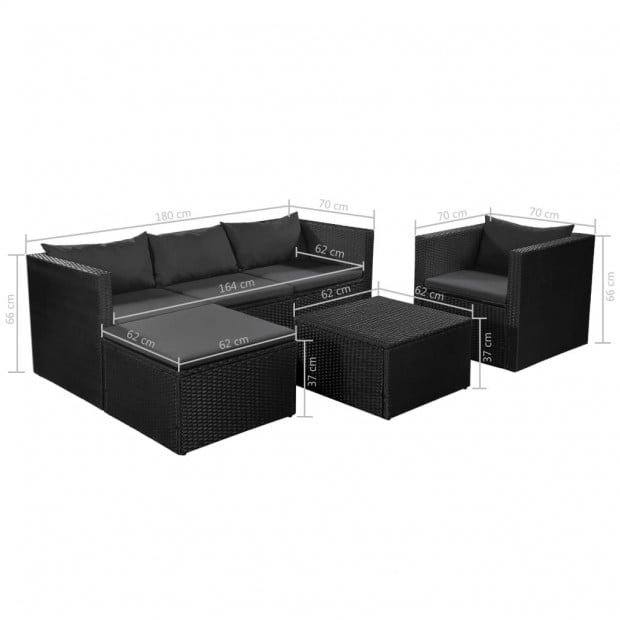 4 Piece Garden Lounge Set Poly Rattan Black And Grey Image 7