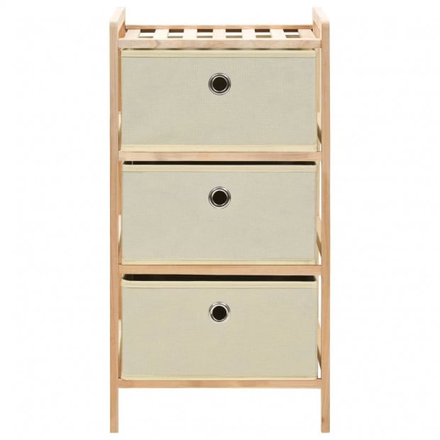 Storage Rack With 3 Fabric Baskets Cedar Wood Beige Image 3