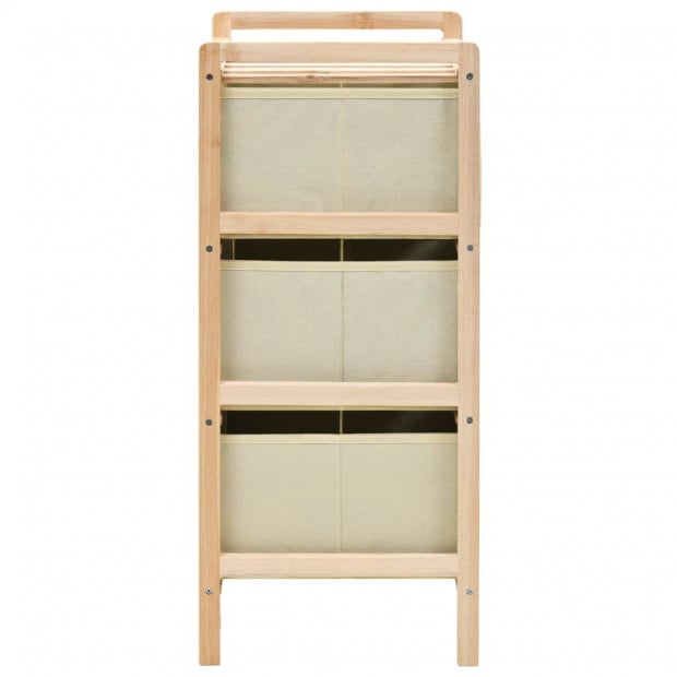 Storage Rack With 3 Fabric Baskets Cedar Wood Beige Image 4