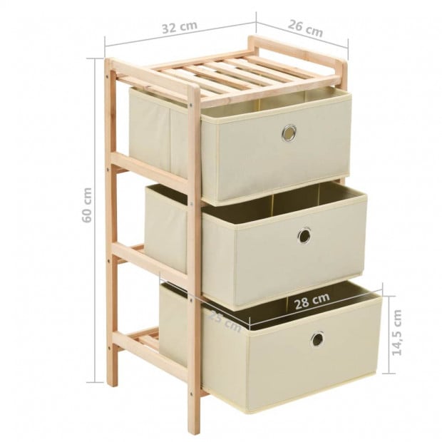 Storage Rack With 3 Fabric Baskets Cedar Wood Beige Image 6
