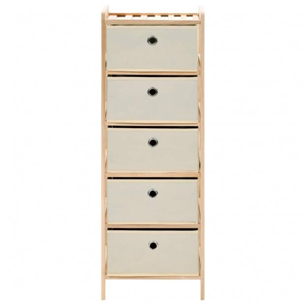 Storage Rack With 5 Fabric Baskets Cedar Wood Beige Image 2
