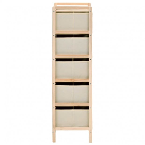 Storage Rack With 5 Fabric Baskets Cedar Wood Beige Image 3