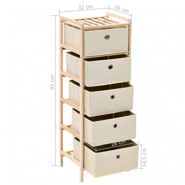 Storage Rack With 5 Fabric Baskets Cedar Wood Beige Image 6