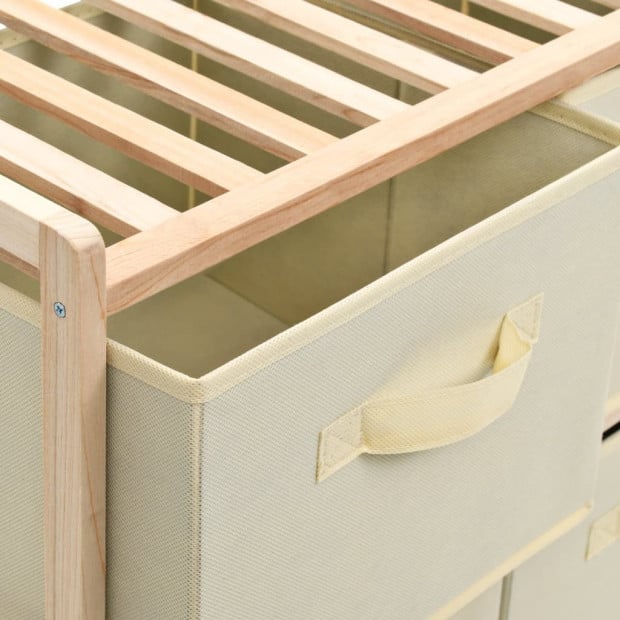 Storage Rack With 6 Fabric Baskets Cedar Wood Beige Image 2