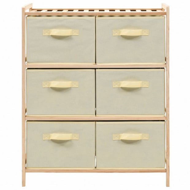 Storage Rack With 6 Fabric Baskets Cedar Wood Beige Image 3