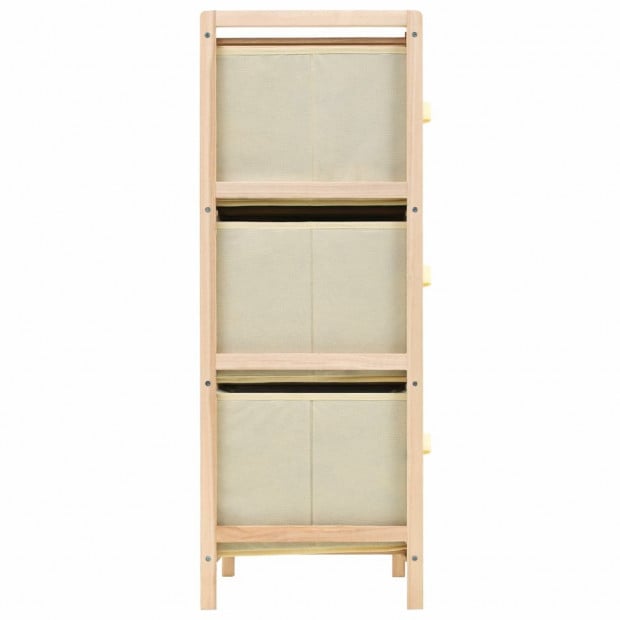 Storage Rack With 6 Fabric Baskets Cedar Wood Beige Image 4
