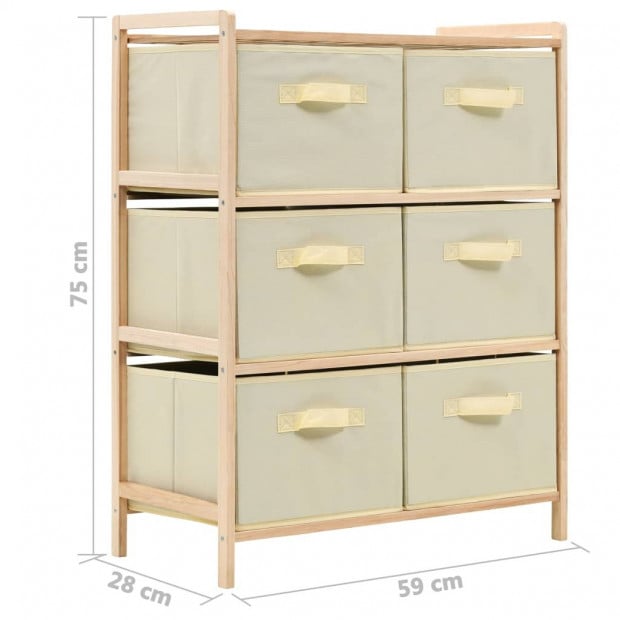 Storage Rack With 6 Fabric Baskets Cedar Wood Beige Image 5