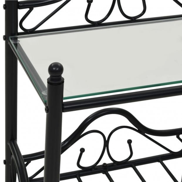 Bedside Table Steel And Tempered Glass 45x30,5x60 Cm Black Image 6