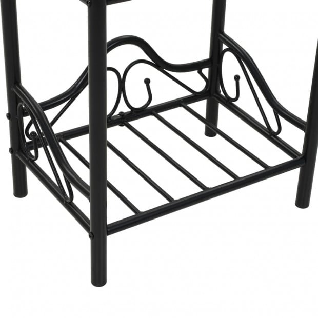 Bedside Table Steel And Tempered Glass 45x30,5x60 Cm Black Image 7