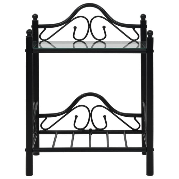 Bedside Tables 2 Pcs Steel And Tempered Glass 45x30,5x60 Cm Black Image 3
