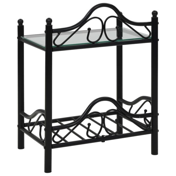 Bedside Tables 2 Pcs Steel And Tempered Glass 45x30,5x60 Cm Black Image 4