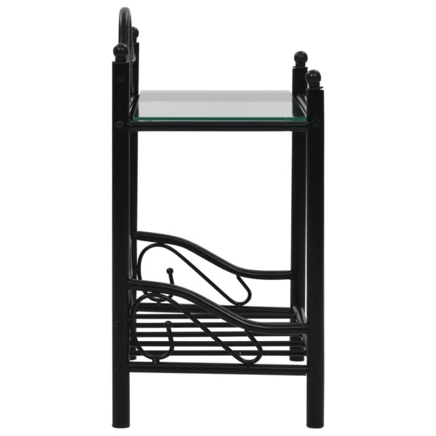 Bedside Tables 2 Pcs Steel And Tempered Glass 45x30,5x60 Cm Black Image 5
