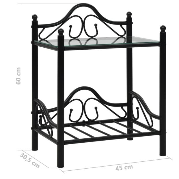 Bedside Tables 2 Pcs Steel And Tempered Glass 45x30,5x60 Cm Black Image 9