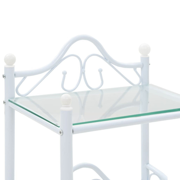 Bedside Table Steel And Tempered Glass 45x30.5x60 Cm White Image 5