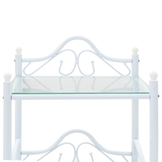 Bedside Table Steel And Tempered Glass 45x30.5x60 Cm White Image 6