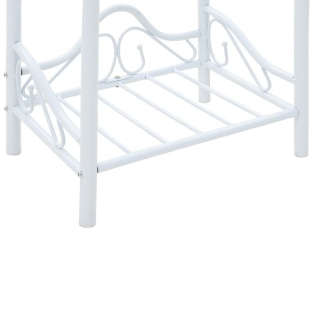 Bedside Table Steel And Tempered Glass 45x30.5x60 Cm White Image 7
