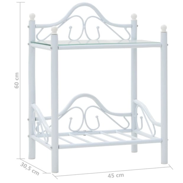 Bedside Table Steel And Tempered Glass 45x30.5x60 Cm White Image 8