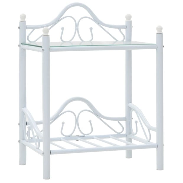 Bedside Tables 2 Pcs Steel And Tempered Glass 45x30.5x60 Cm White Image 2