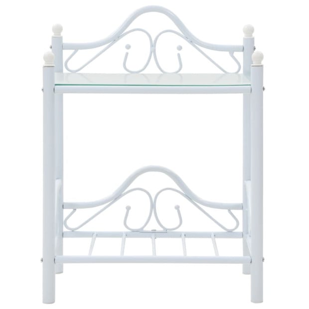 Bedside Tables 2 Pcs Steel And Tempered Glass 45x30.5x60 Cm White Image 3