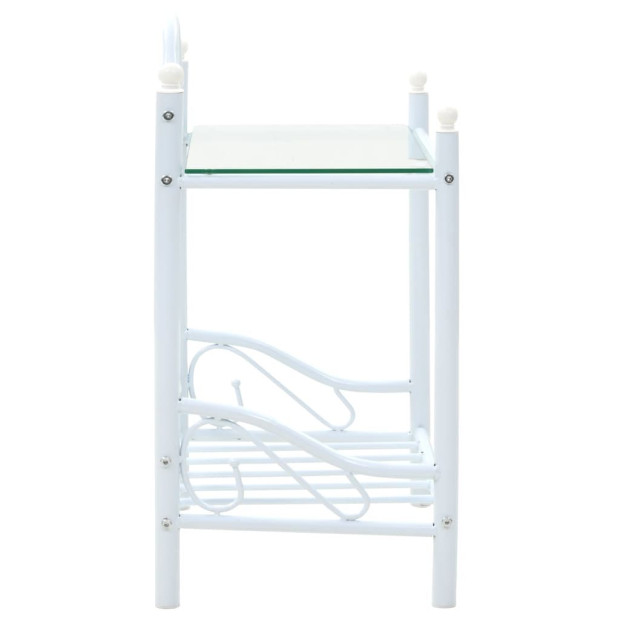 Bedside Tables 2 Pcs Steel And Tempered Glass 45x30.5x60 Cm White Image 4