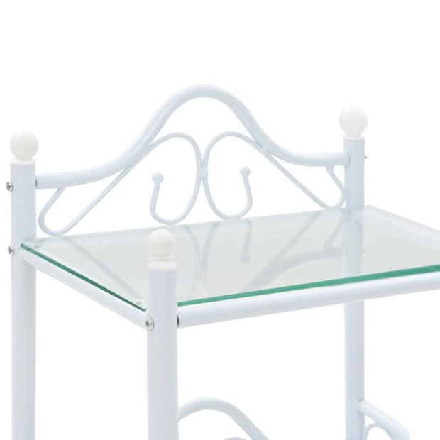 Bedside Tables 2 Pcs Steel And Tempered Glass 45x30.5x60 Cm White Image 6