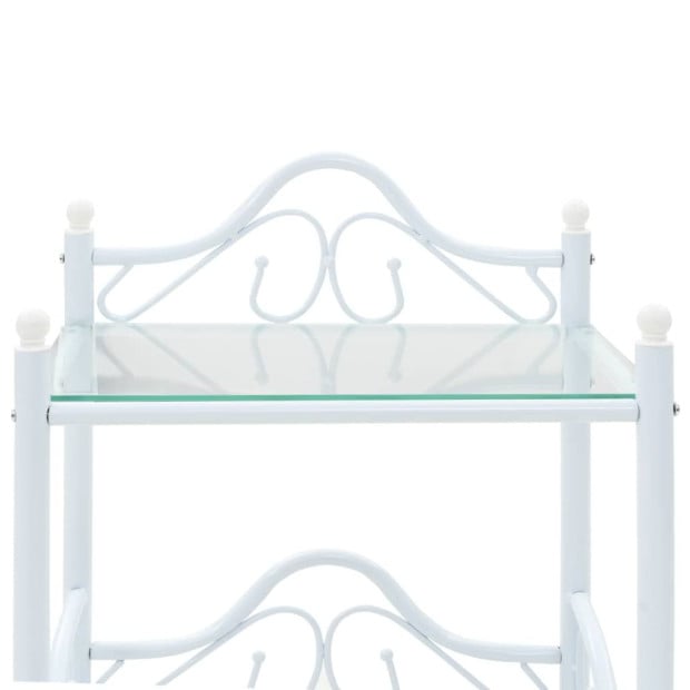 Bedside Tables 2 Pcs Steel And Tempered Glass 45x30.5x60 Cm White Image 7