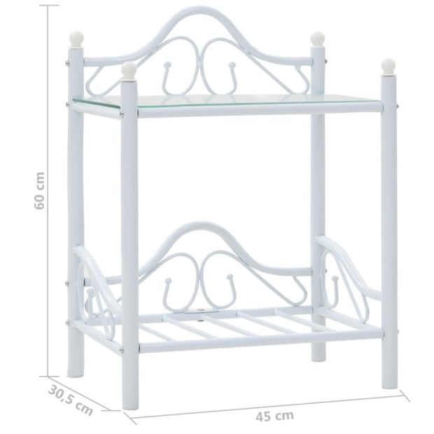 Bedside Tables 2 Pcs Steel And Tempered Glass 45x30.5x60 Cm White Image 9