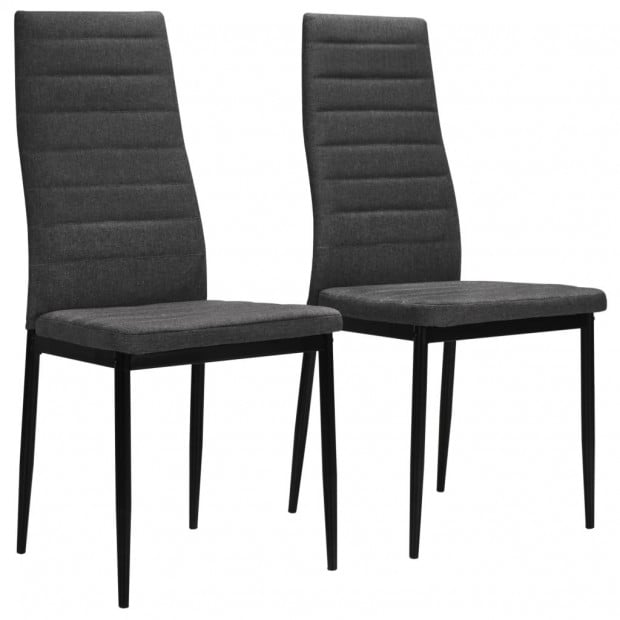 2 Pcs Dining Chairs Dark Grey Fabric