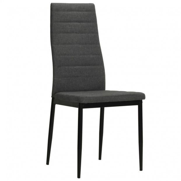 2 Pcs Dining Chairs Dark Grey Fabric Image 3