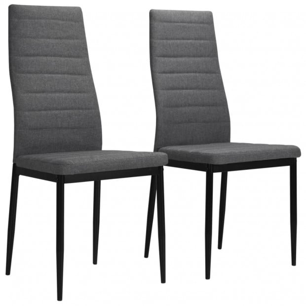 2 Pcs Dining Chairs Light Grey Fabric