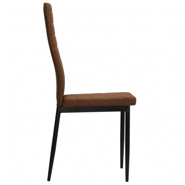 Dining Chairs 4 Pcs Brown Fabric Tufted Brown Image 5
