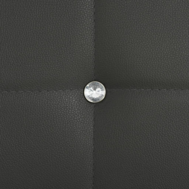 Dining Chairs 2 Pcs Grey Faux Leather Tufted Button Image 2
