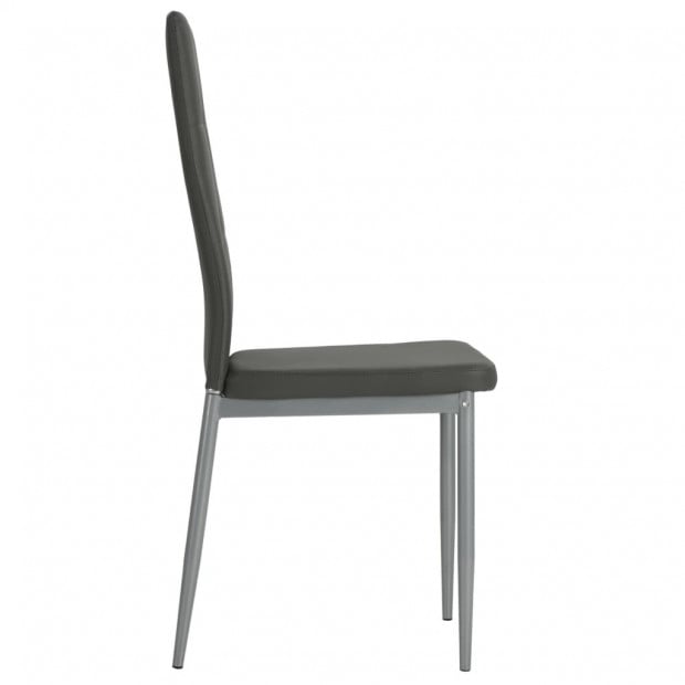 Dining Chairs 2 Pcs Grey Faux Leather Tufted Button Image 5