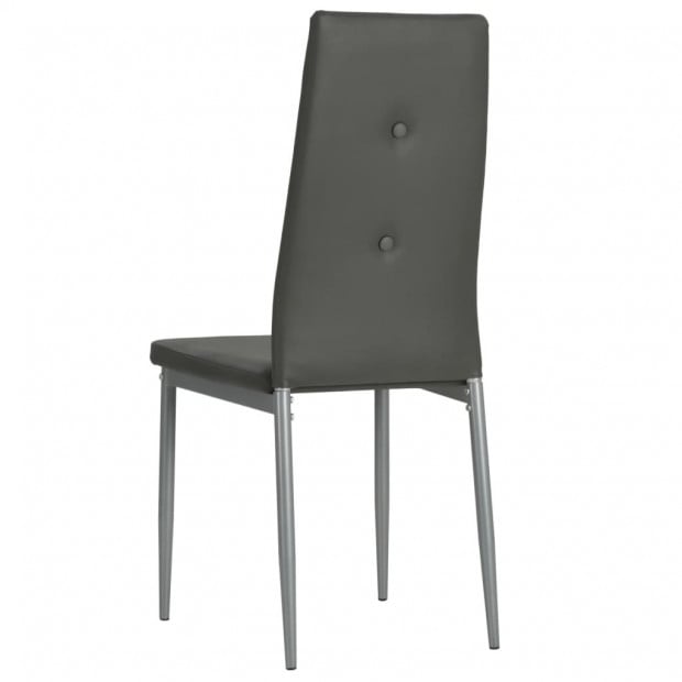 Dining Chairs 2 Pcs Grey Faux Leather Tufted Button Image 7