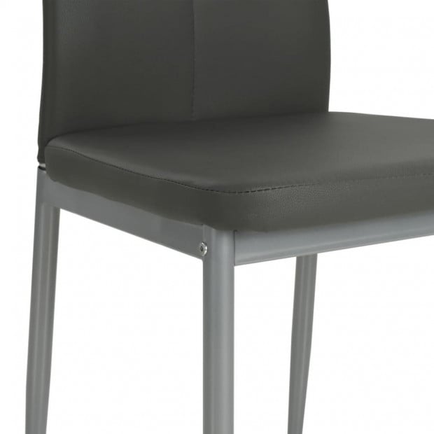 Dining Chairs 2 Pcs Grey Faux Leather Tufted Button Image 8
