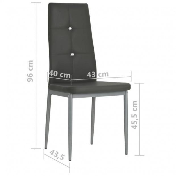 Dining Chairs 2 Pcs Grey Faux Leather Tufted Button Image 9