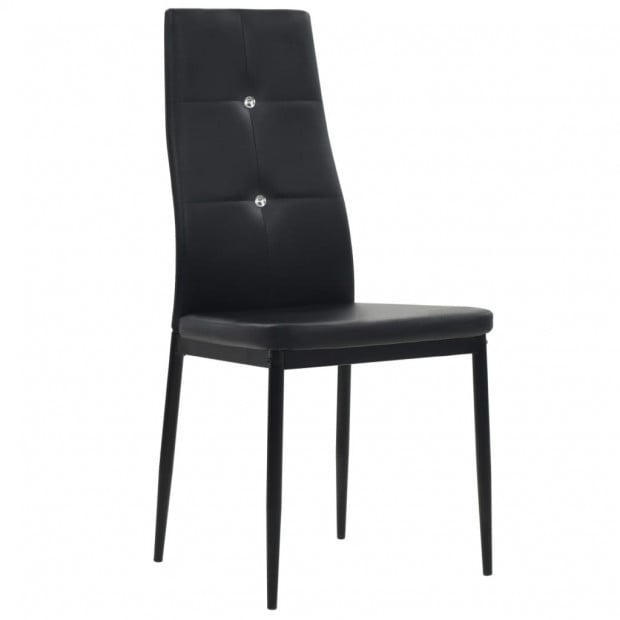 Dining Chairs 2 Pcs Black Faux Leather Tufted Button Image 4