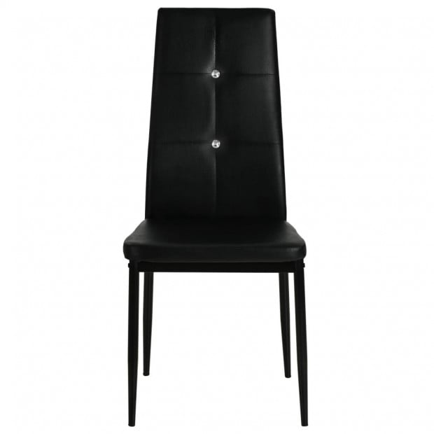 Dining Chairs 2 Pcs Black Faux Leather Tufted Button Image 5