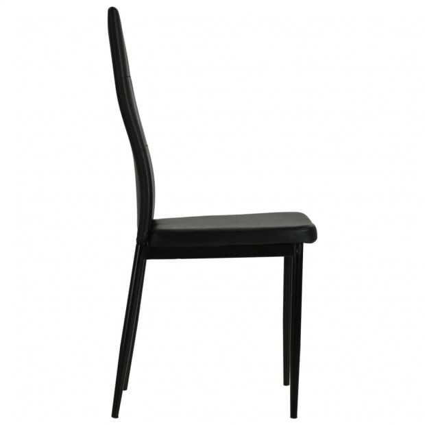 Dining Chairs 2 Pcs Black Faux Leather Tufted Button Image 6