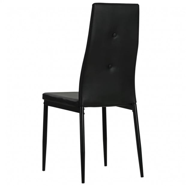 Dining Chairs 2 Pcs Black Faux Leather Tufted Button Image 7