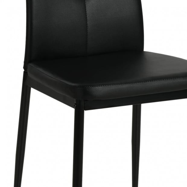 Dining Chairs 2 Pcs Black Faux Leather Tufted Button Image 8